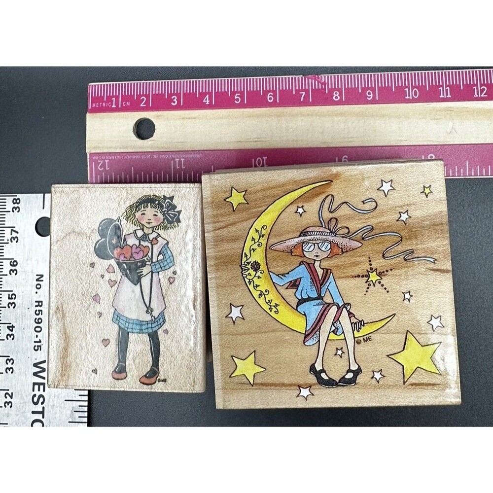 Mary Engelbreit On The Moon and heartful of hearts rubber stamp  All Night Media